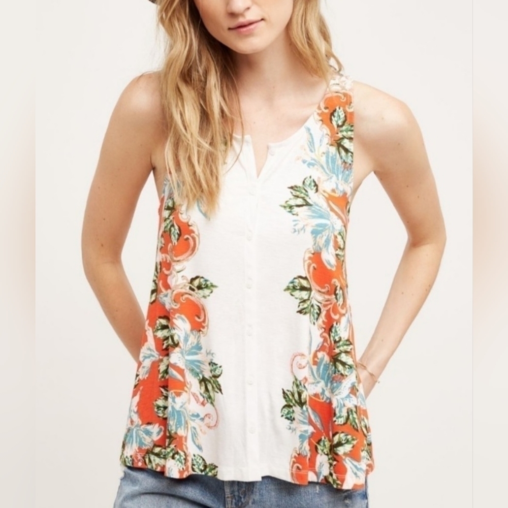 Anthropologie Akemi + Kin Button Down Floral Tank-Size X-Small